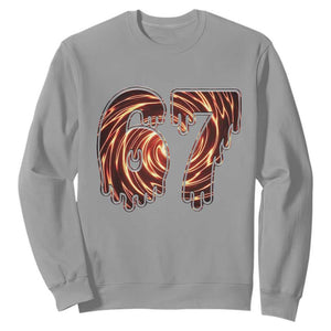 Fire Swirl Effect Printed Sweatshirt Six Seven Meme TS12 Sport Gray Print Your Wear