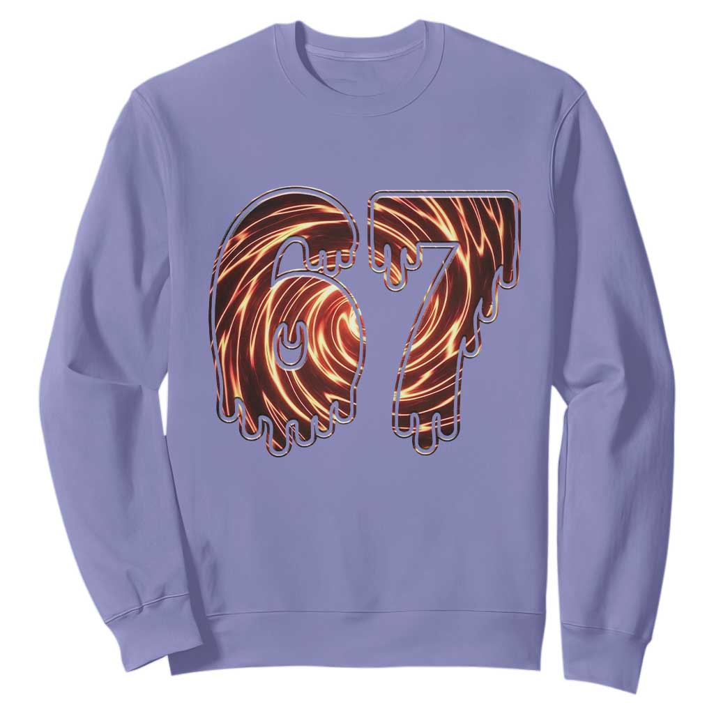 Fire Swirl Effect Printed Sweatshirt Six Seven Meme TS12 Violet Print Your Wear