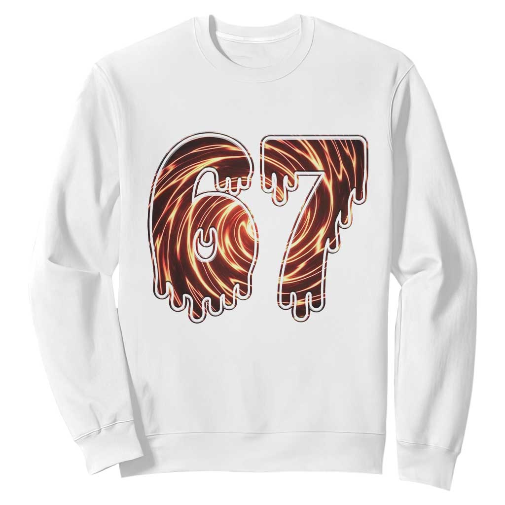 Fire Swirl Effect Printed Sweatshirt Six Seven Meme TS12 White Print Your Wear