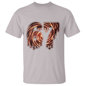 Fire Swirl Effect Printed T Shirt Six Seven Meme TS12 Ice Gray Print Your Wear