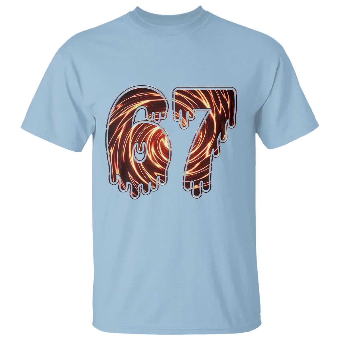 Fire Swirl Effect Printed T Shirt Six Seven Meme TS12 Light Blue Print Your Wear