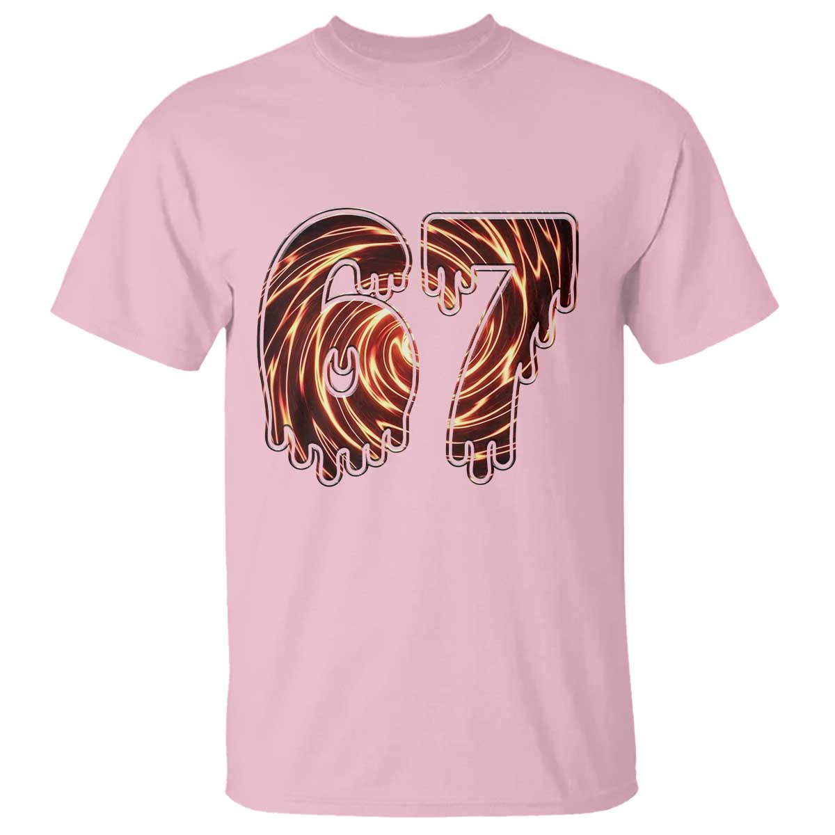 Fire Swirl Effect Printed T Shirt Six Seven Meme TS12 Light Pink Print Your Wear