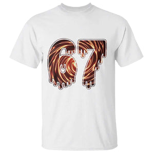 Fire Swirl Effect Printed T Shirt Six Seven Meme TS12 White Print Your Wear