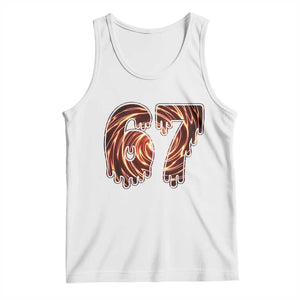 Fire Swirl Effect Printed Tank Top Six Seven Meme TS12 White Print Your Wear