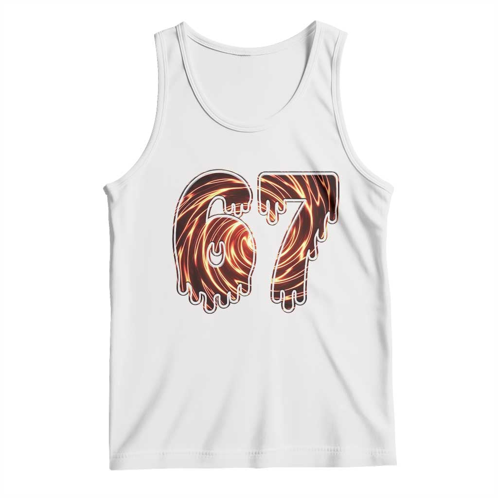Fire Swirl Effect Printed Tank Top Six Seven Meme TS12 White Print Your Wear