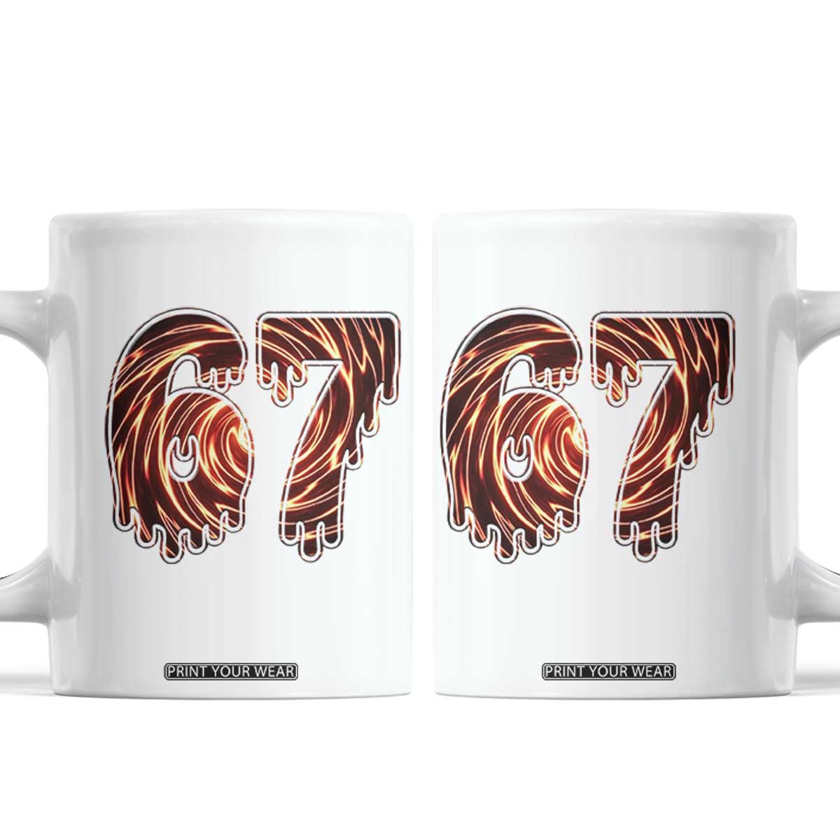 Fire Swirl Effect Printed Coffee Mug Six Seven Meme TS12 White Print Your Wear