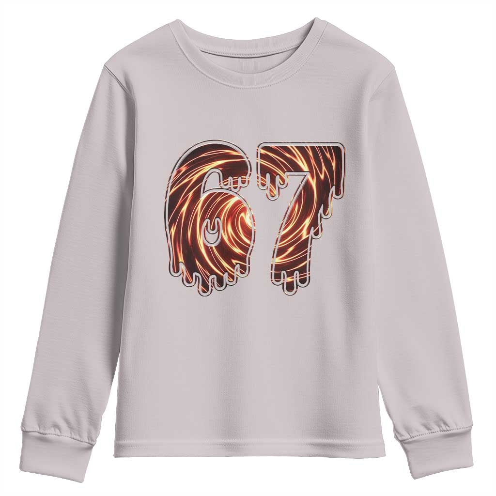 Fire Swirl Effect Printed Youth Sweatshirt Six Seven Meme TS12 Ice Gray Print Your Wear