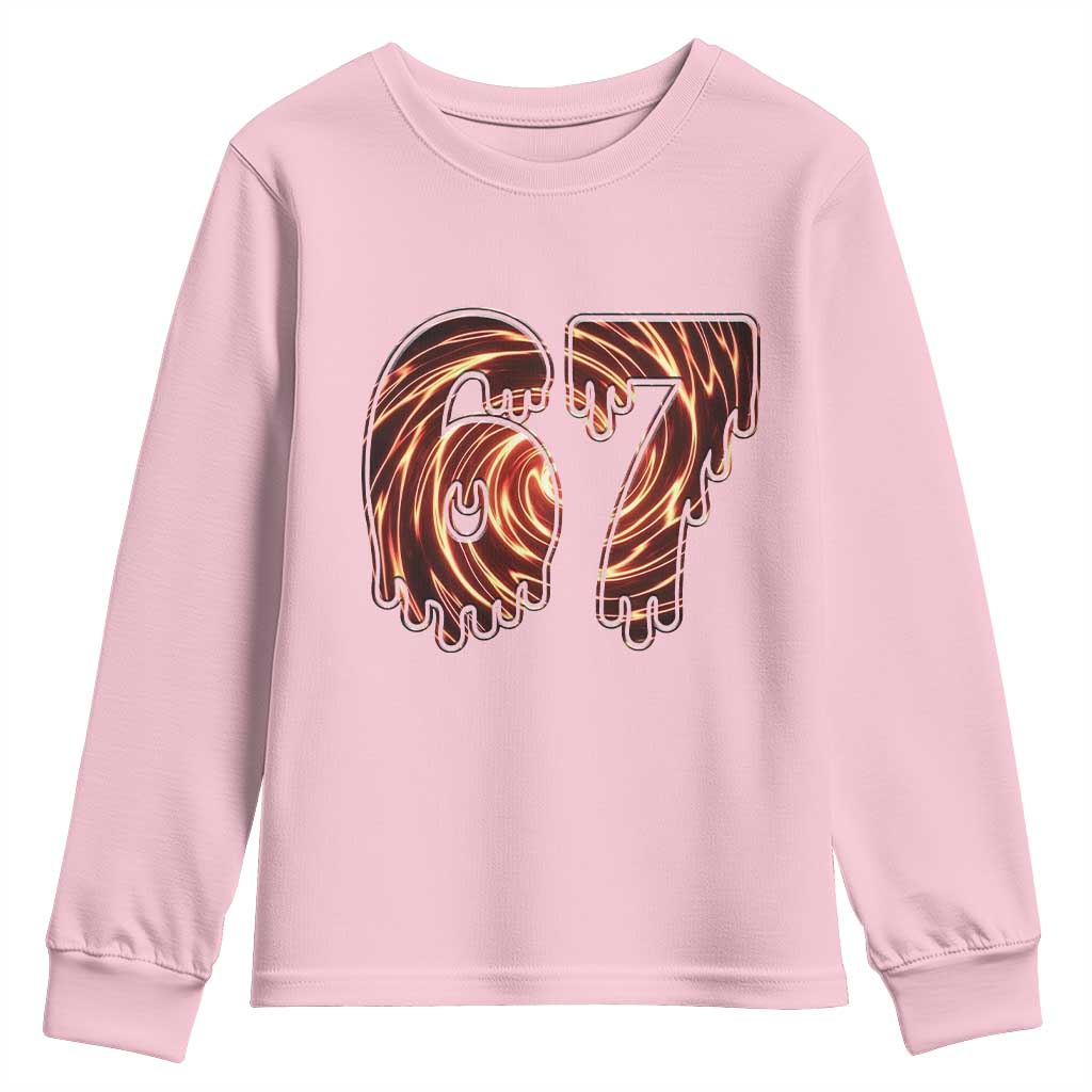 Fire Swirl Effect Printed Youth Sweatshirt Six Seven Meme TS12 Light Pink Print Your Wear