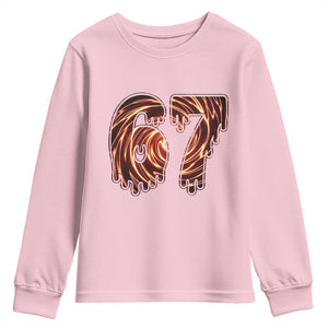 Fire Swirl Effect Printed Youth Sweatshirt Six Seven Meme TS12 Light Pink Print Your Wear