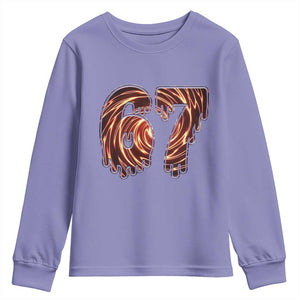 Fire Swirl Effect Printed Youth Sweatshirt Six Seven Meme TS12 Violet Print Your Wear