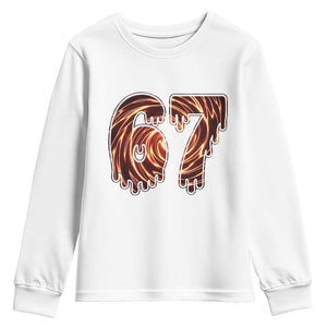 Fire Swirl Effect Printed Youth Sweatshirt Six Seven Meme TS12 White Print Your Wear