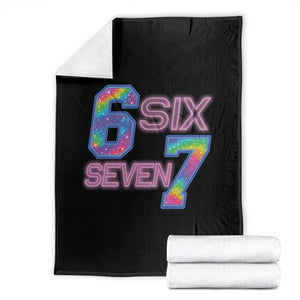 Colorful Neon Light Effect Throw Blanket Six Seven Meme TS12 Black Print Your Wear