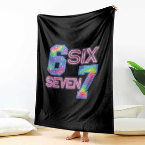 Colorful Neon Light Effect Throw Blanket Six Seven Meme TS12 Print Your Wear