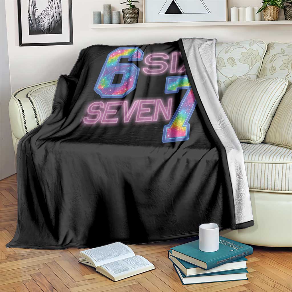 Colorful Neon Light Effect Throw Blanket Six Seven Meme TS12 Print Your Wear