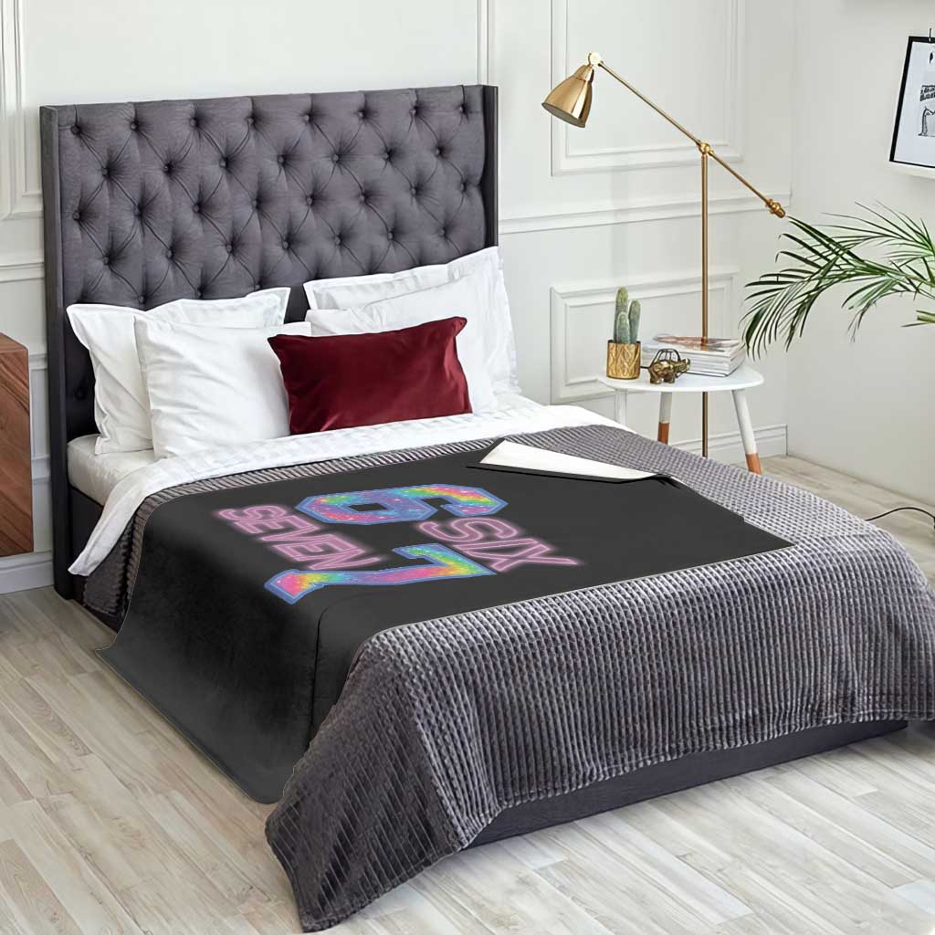 Colorful Neon Light Effect Throw Blanket Six Seven Meme TS12 Print Your Wear