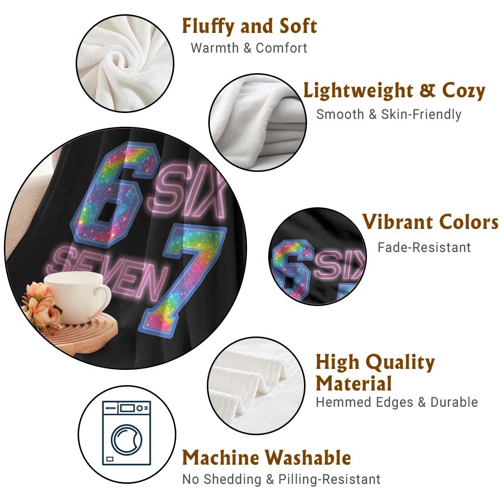 Colorful Neon Light Effect Throw Blanket Six Seven Meme TS12 Print Your Wear