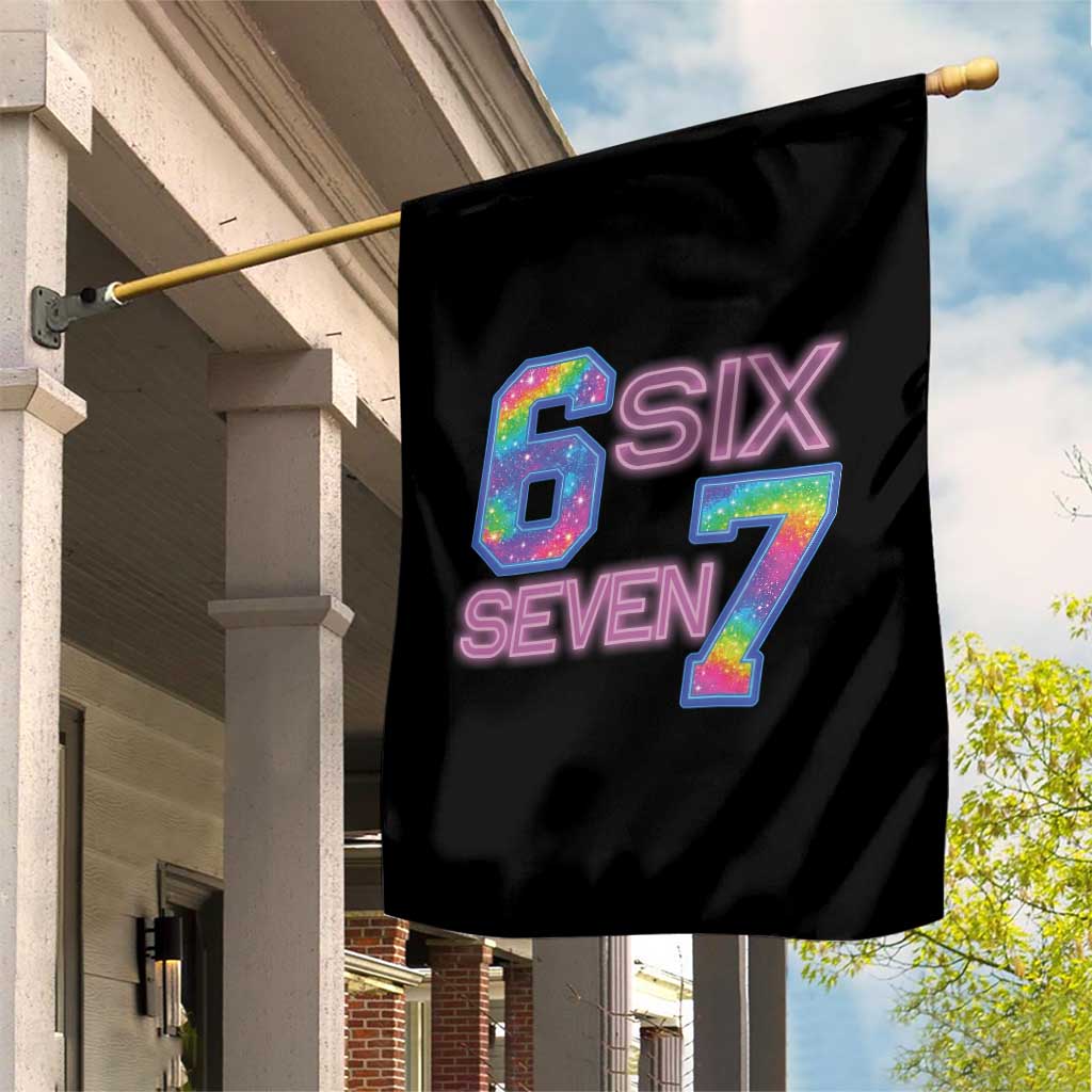 Colorful Neon Light Effect Garden Flag Six Seven Meme TS12 Print Your Wear