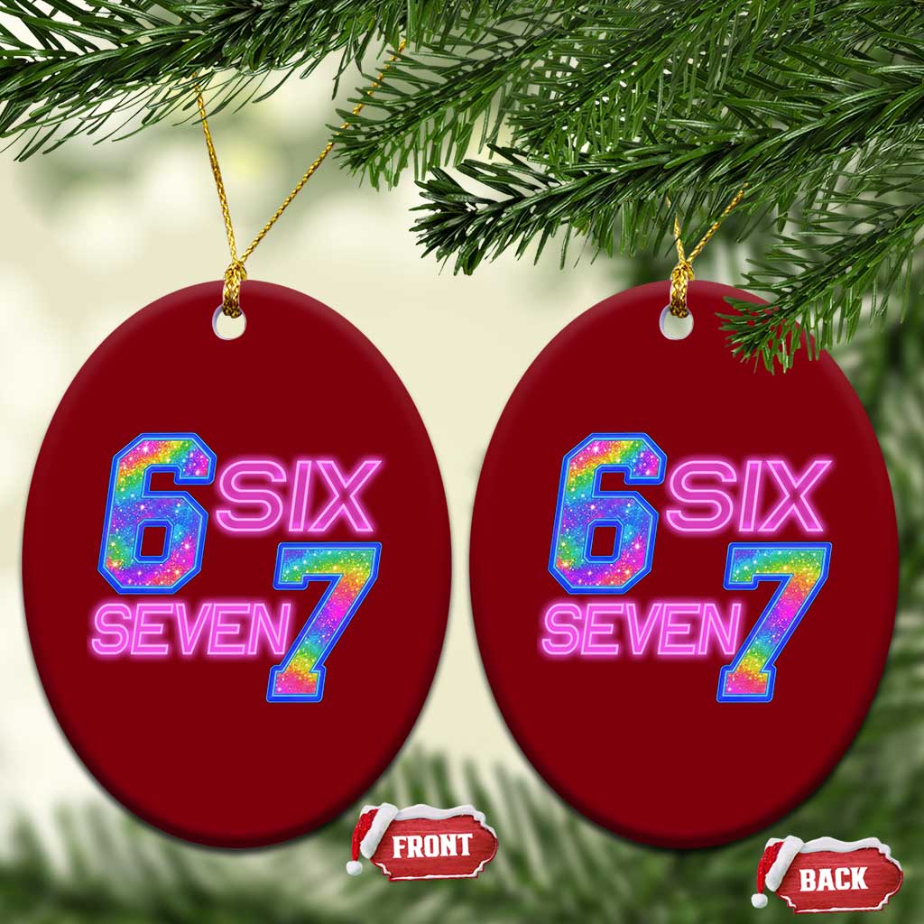Colorful Neon Light Effect Ceramic Ornament Six Seven Meme TS12 Print Your Wear