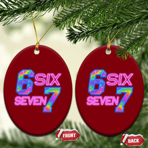 Colorful Neon Light Effect Ceramic Ornament Six Seven Meme TS12 Print Your Wear
