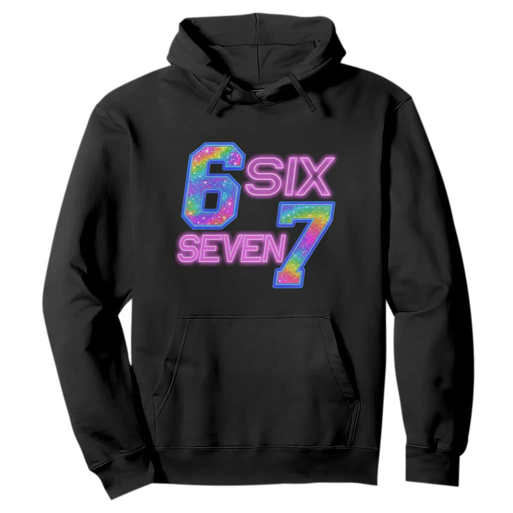 Colorful Neon Light Effect Hoodie Six Seven Meme TS12 Black Print Your Wear