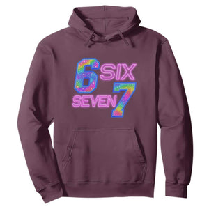 Colorful Neon Light Effect Hoodie Six Seven Meme TS12 Maroon Print Your Wear