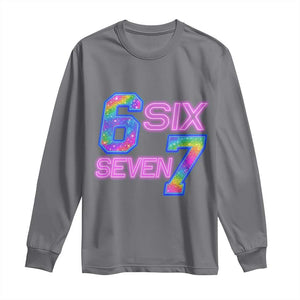 Colorful Neon Light Effect Long Sleeve Shirt Six Seven Meme TS12 Charcoal Print Your Wear