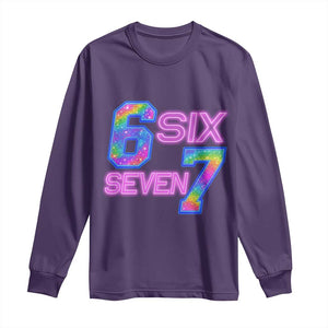 Colorful Neon Light Effect Long Sleeve Shirt Six Seven Meme TS12 Purple Print Your Wear