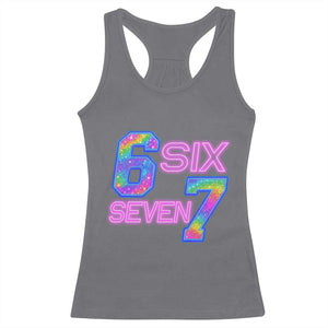 Colorful Neon Light Effect Racerback Tank Top Six Seven Meme TS12 Charcoal Print Your Wear