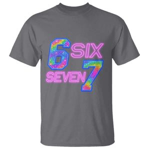 Colorful Neon Light Effect T Shirt Six Seven Meme TS12 Charcoal Print Your Wear