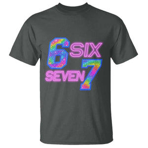 Colorful Neon Light Effect T Shirt Six Seven Meme TS12 Dark Heather Print Your Wear