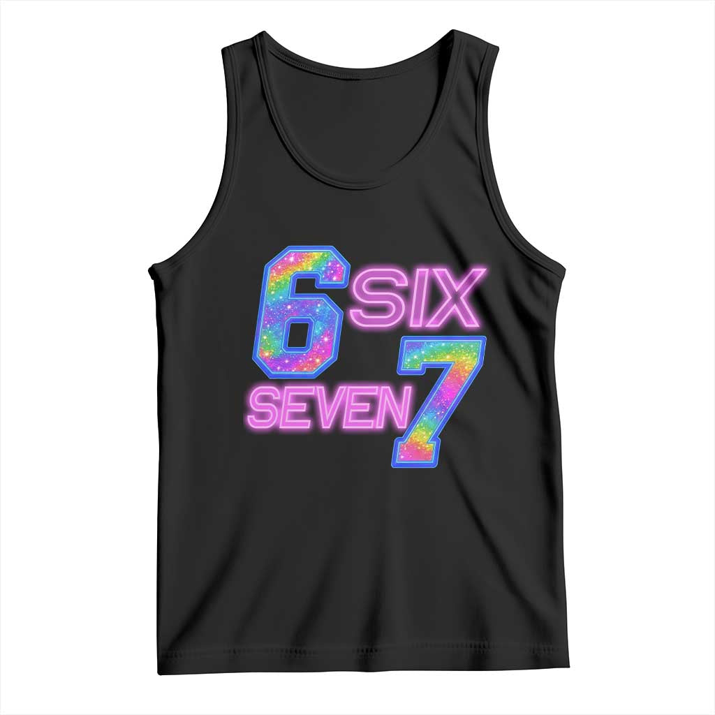 Colorful Neon Light Effect Tank Top Six Seven Meme TS12 Black Print Your Wear
