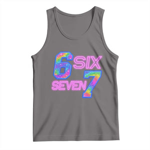 Colorful Neon Light Effect Tank Top Six Seven Meme TS12 Deep Heather Print Your Wear