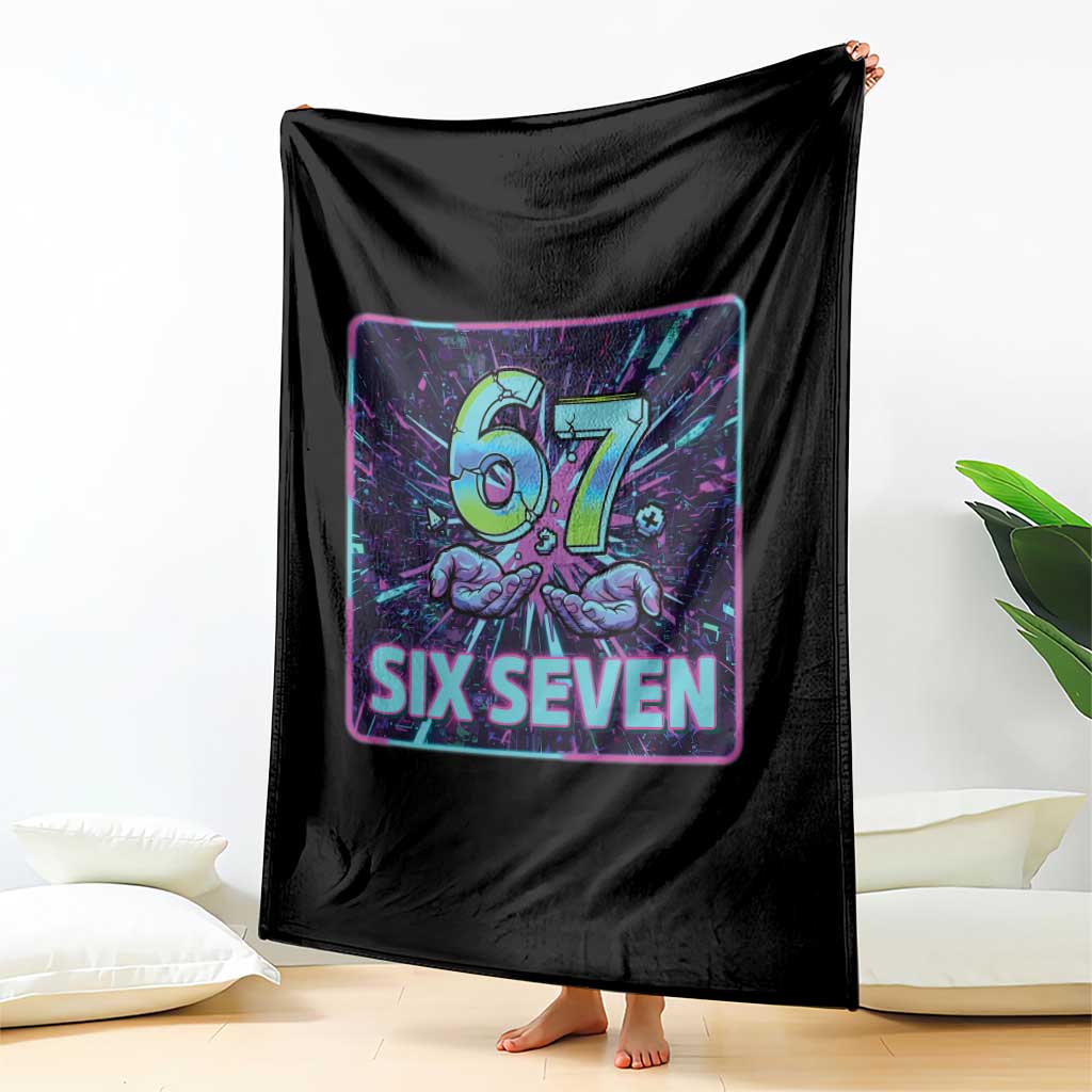 Funny Six Seven Meme Throw Blanket Cyberpunk Neon Style TS12 Print Your Wear