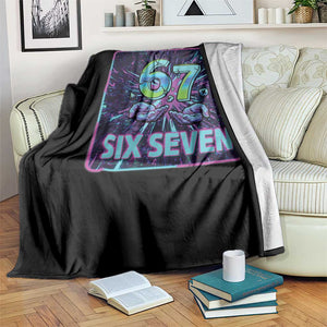 Funny Six Seven Meme Throw Blanket Cyberpunk Neon Style TS12 Print Your Wear
