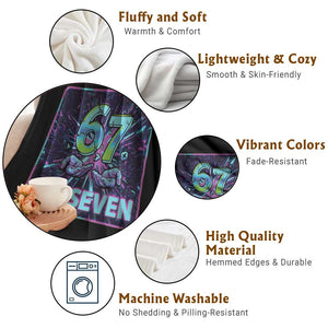 Funny Six Seven Meme Throw Blanket Cyberpunk Neon Style TS12 Print Your Wear