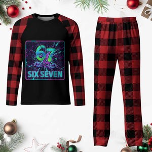 Funny Six Seven Meme Plaid Pajama Set Cyberpunk Neon Style TS12 Buffalo Plaid Print Your Wear