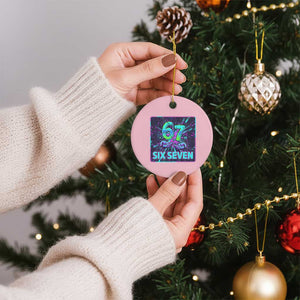 Funny Six Seven Meme Ceramic Ornament Cyberpunk Neon Style TS12 1pc Light Pink Print Your Wear