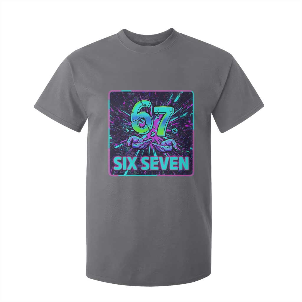 Funny Six Seven Meme T Shirt For Kid Cyberpunk Neon Style TS12 Charcoal Print Your Wear