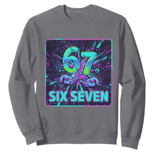 Funny Six Seven Meme Sweatshirt Cyberpunk Neon Style TS12 Charcoal Print Your Wear