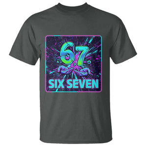 Funny Six Seven Meme T Shirt Cyberpunk Neon Style TS12 Dark Heather Print Your Wear