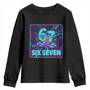 Funny Six Seven Meme Youth Sweatshirt Cyberpunk Neon Style TS12 Black Print Your Wear