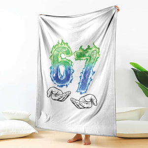 Green Fire Flame Six Seven Throw Blanket Trendy Meme Gift TS12 Print Your Wear