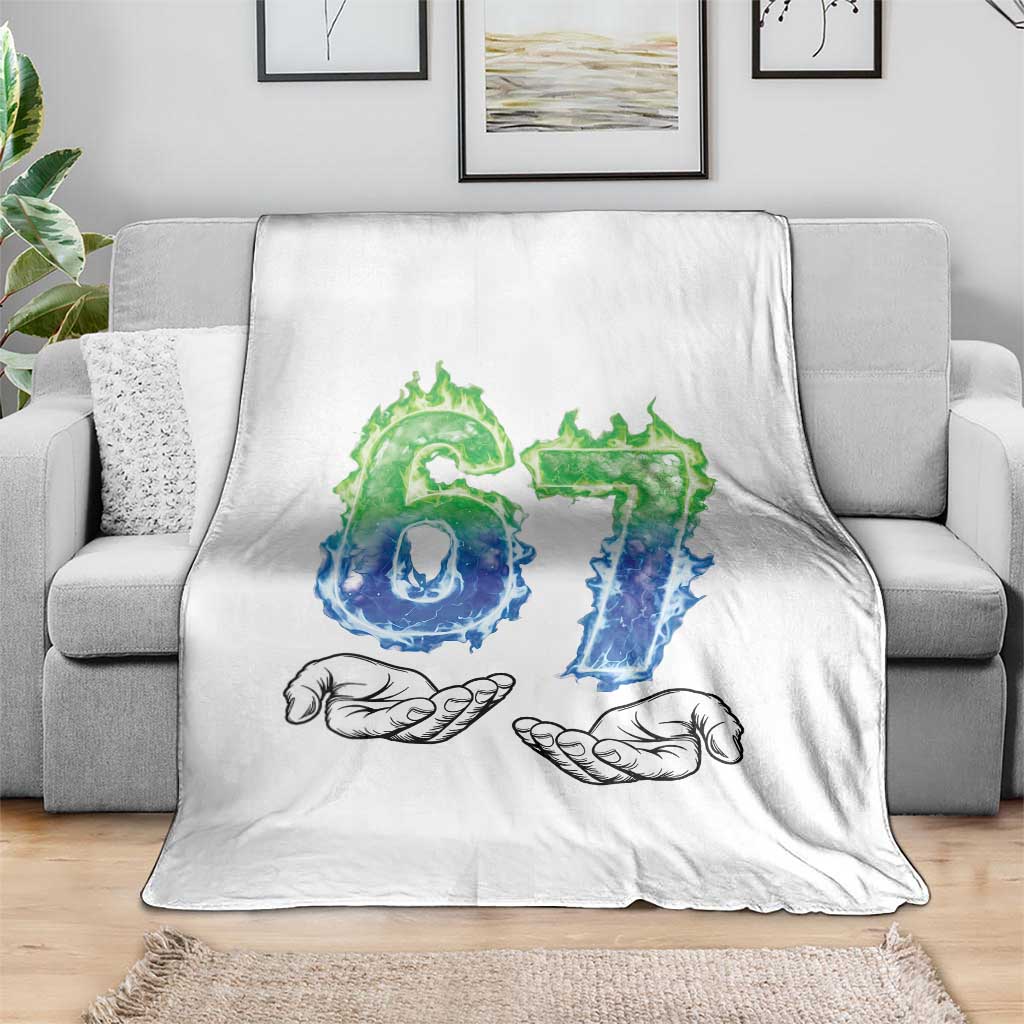 Green Fire Flame Six Seven Throw Blanket Trendy Meme Gift TS12 Print Your Wear