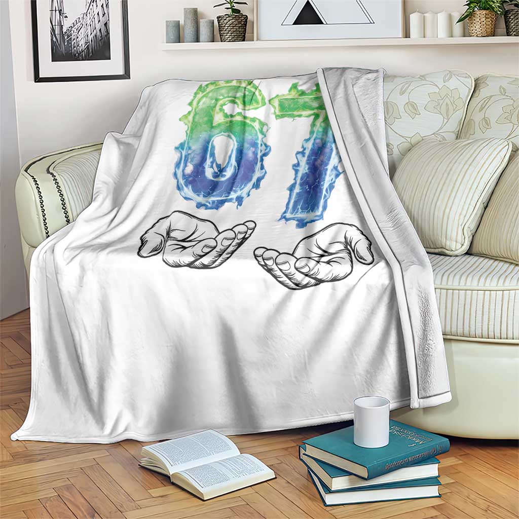 Green Fire Flame Six Seven Throw Blanket Trendy Meme Gift TS12 Print Your Wear