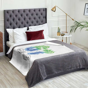 Green Fire Flame Six Seven Throw Blanket Trendy Meme Gift TS12 Print Your Wear