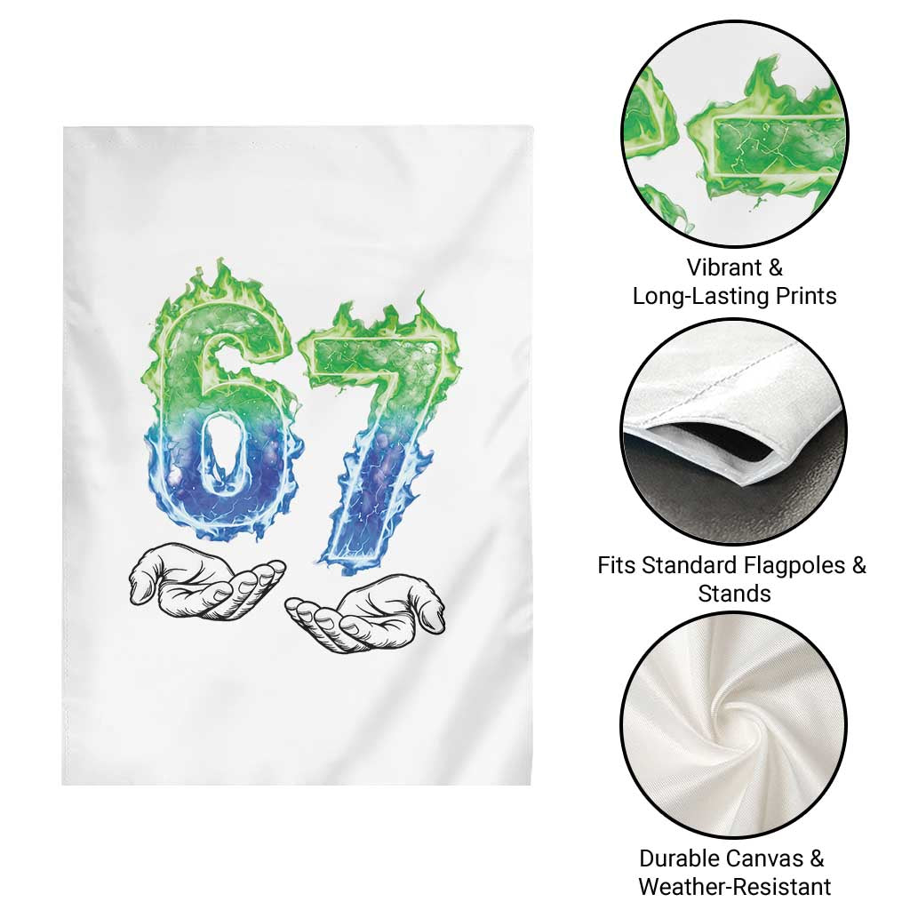Green Fire Flame Six Seven Garden Flag Trendy Meme Gift TS12 Print Your Wear