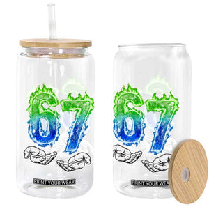 Green Fire Flame Six Seven Glass Can Trendy Meme Gift TS12 Print Your Wear