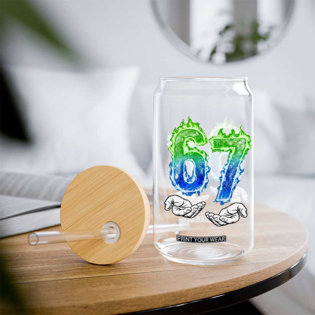 Green Fire Flame Six Seven Glass Can Trendy Meme Gift TS12 Print Your Wear