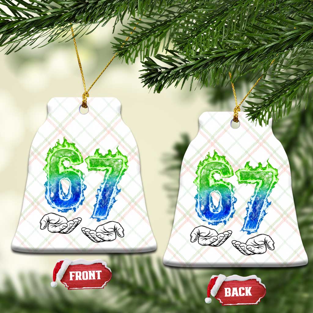 Green Fire Flame Six Seven Ceramic Ornament Trendy Meme Gift TS12 Print Your Wear
