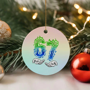 Green Fire Flame Six Seven Ceramic Ornament Trendy Meme Gift TS12 1pc Pastel Print Your Wear